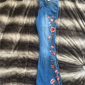 Floral Embroidered Boot Cut Jeans